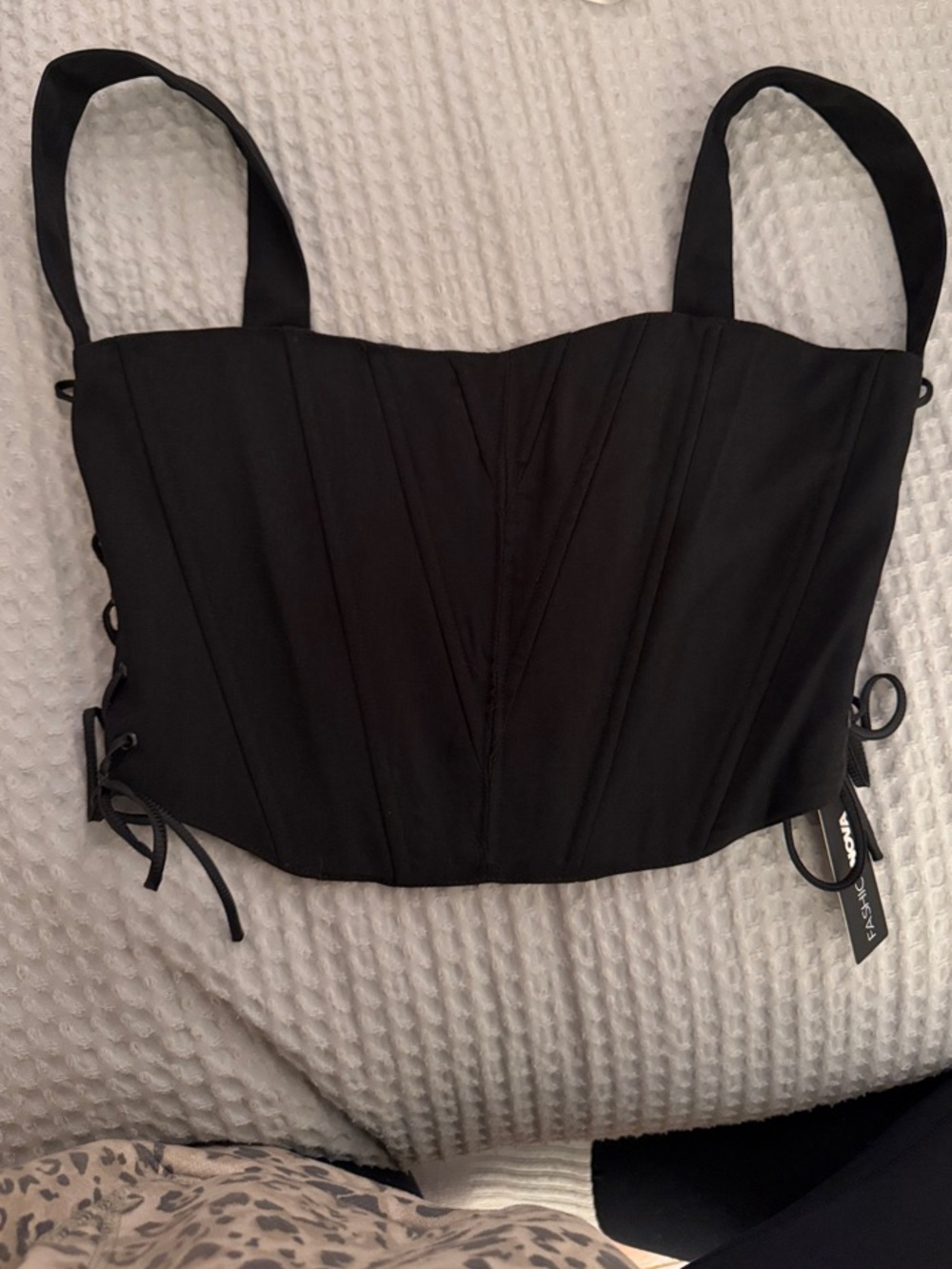 Fashion Nova Black Corset Crop Top with Straps
